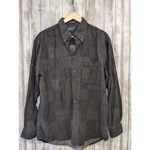 Marc Edwards Men's Geometric Button Down Shirt Long Sleeve Vintage Velvet Gray